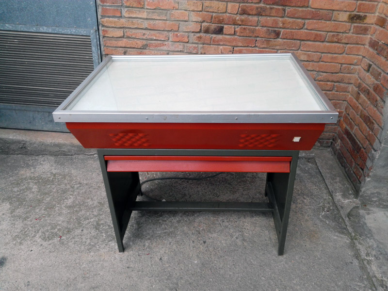 mesa caja luz fluorescente arquitecto industrial metal 69-94x90.3-105.5x50-76 1u